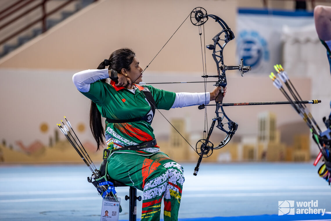 Joma Akter shooting for a Paralympic spot at the final qualification tournament in Dubai.