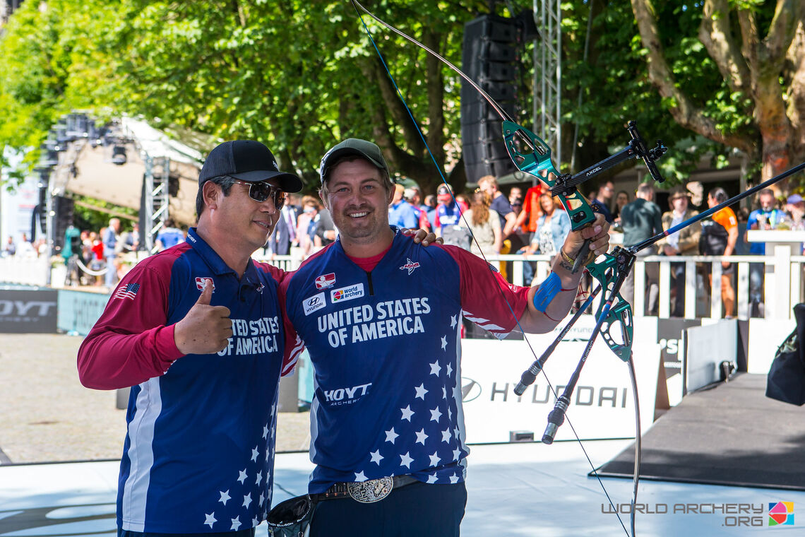 KiSik Lee and Brady Ellison at Den Bosch 2019 Hyundai World Archery Championships.