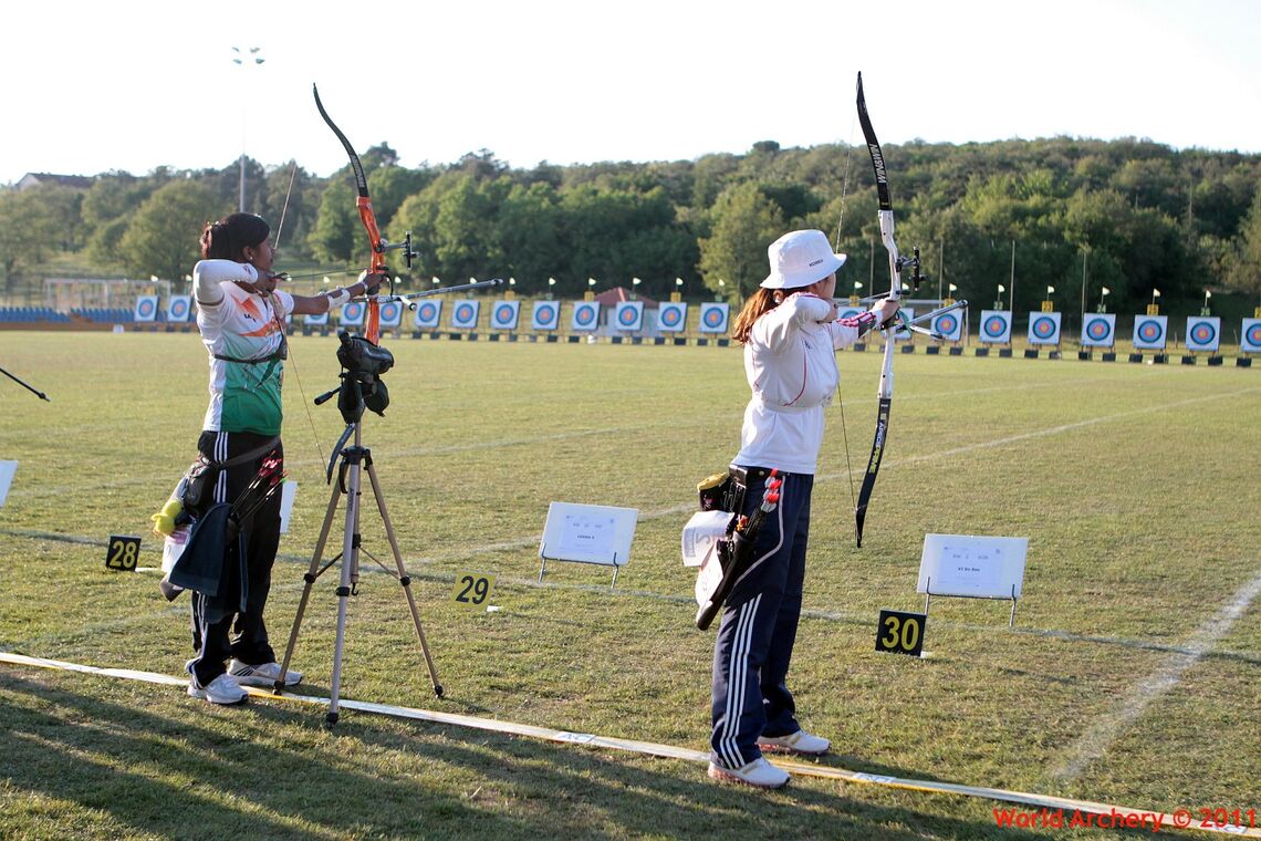 Archers shoot at the first stage of the Archery World Cup in Porec in 2011.