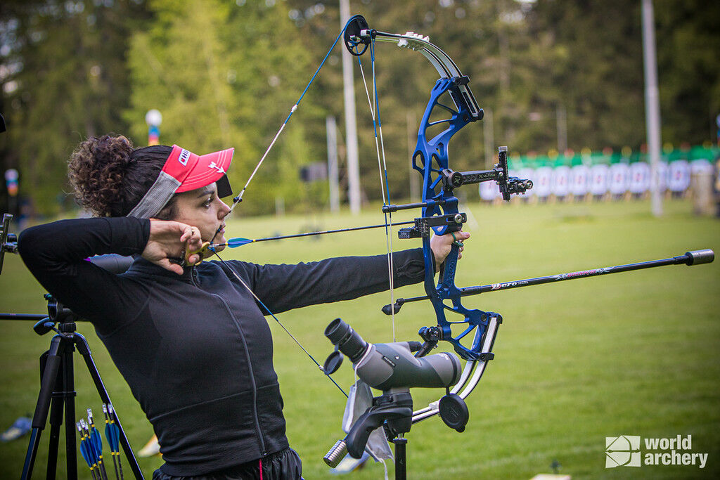 Andrea Marcos advances to the final four of the 2021 Hyundai Archery World Cup in Lausanne.