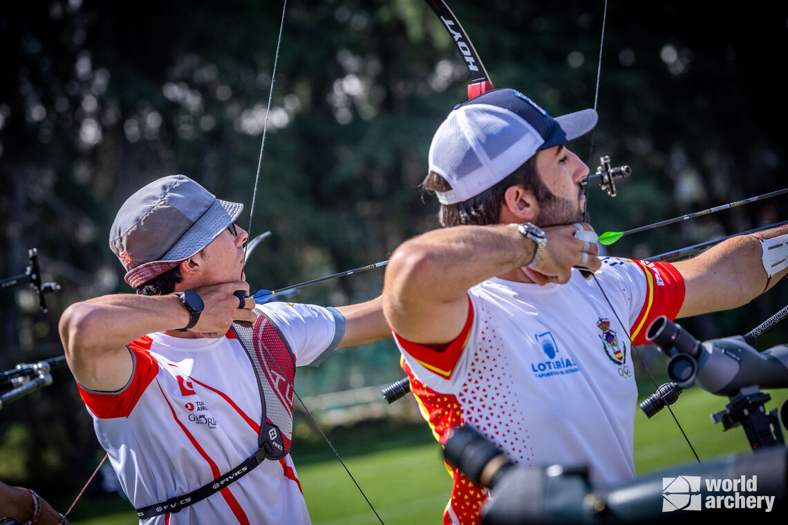 Mete Gazoz shooting qualifications at Antalya 2023 Hyundai Archery World Cup.
