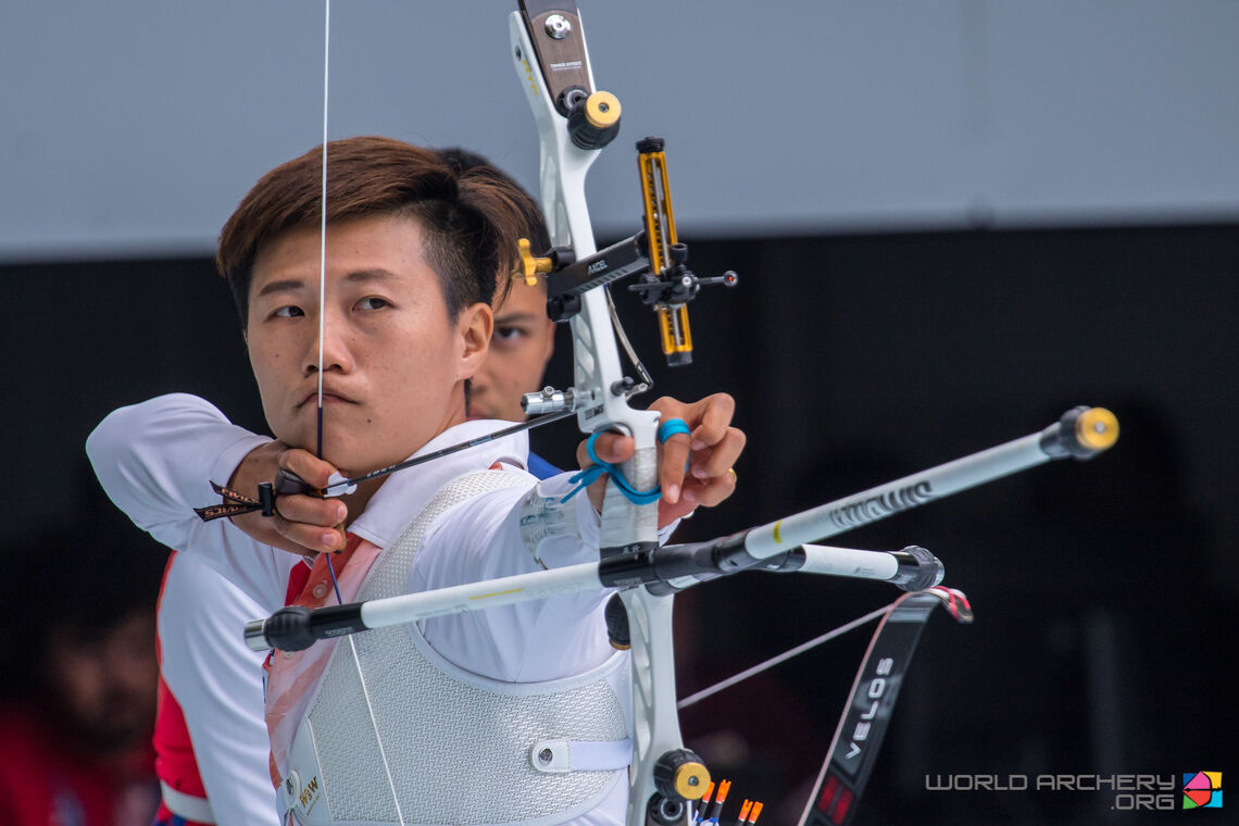 Lei Chien-Ying shoots at the 2019 Hyundai World Archery Championships in ’s-Hertogenbosch, Netherlands.