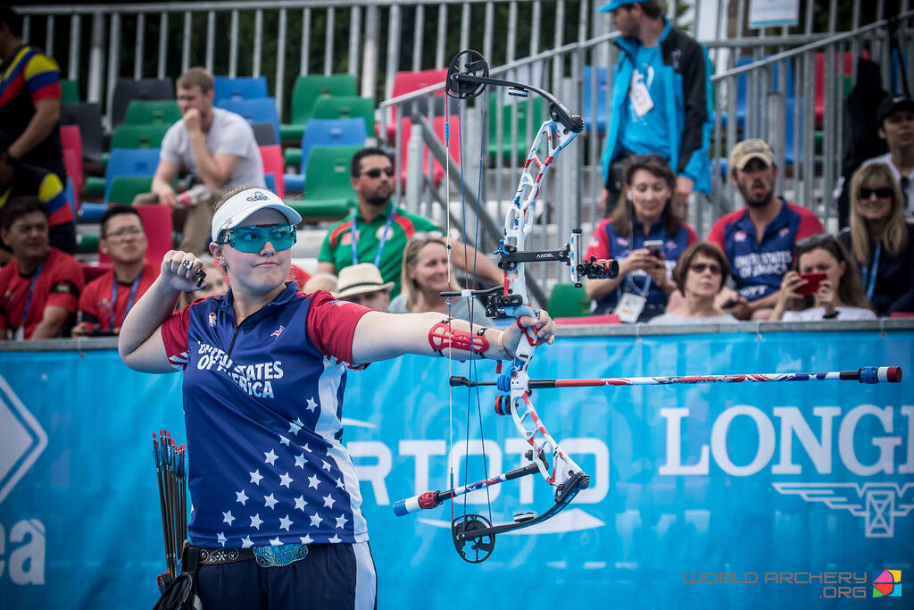 Alexis Ruiz shoots at the fourth stage of the 2021 Hyundai Archery World Cup in Berlin.