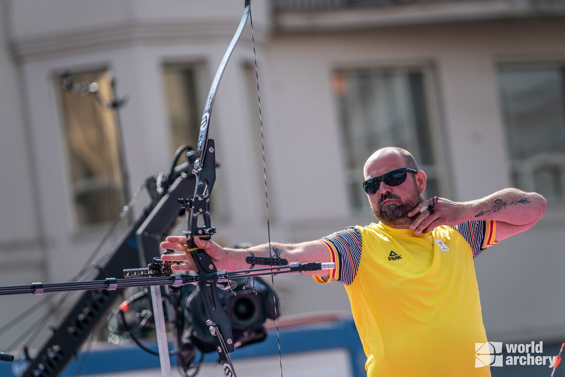 Ruben Vanhollebeke visually impaired 1 bronze medallist at 2023 World Archery Para Championships.