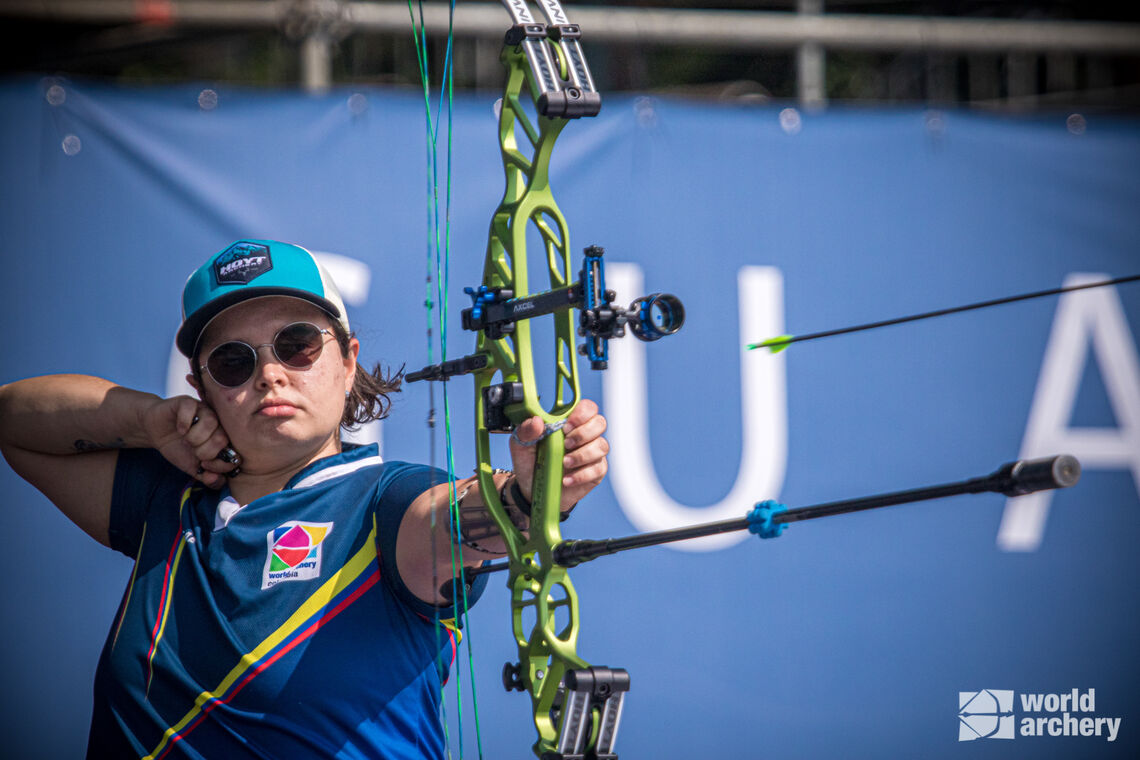 Nora Valdez shoots at stage one of the Hyundai Archer World Cup in Guatemala City. 
