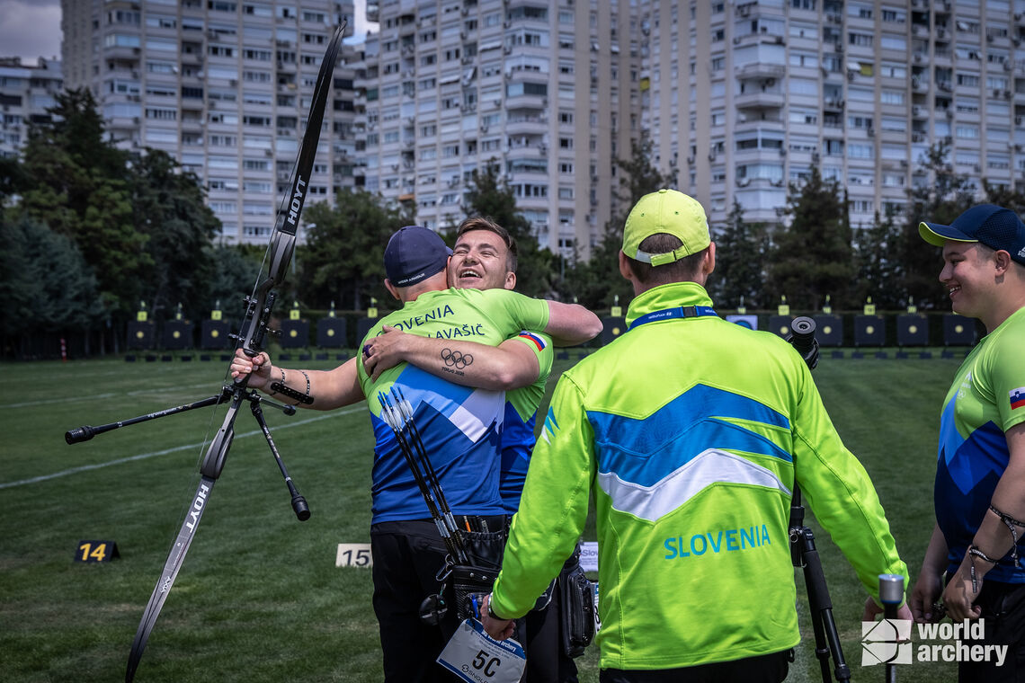 Slovenia wins recurve men's team bronze at Antalya 2023 Hyundai Archery World Cup.