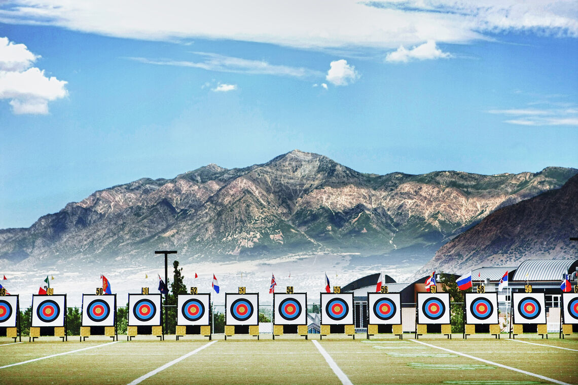 Targets in front of mountains in Odgen.