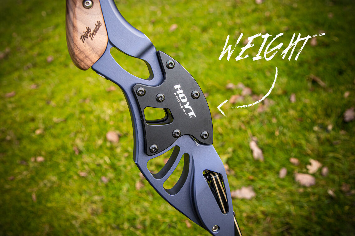 Annotated picture of a barebow weight.