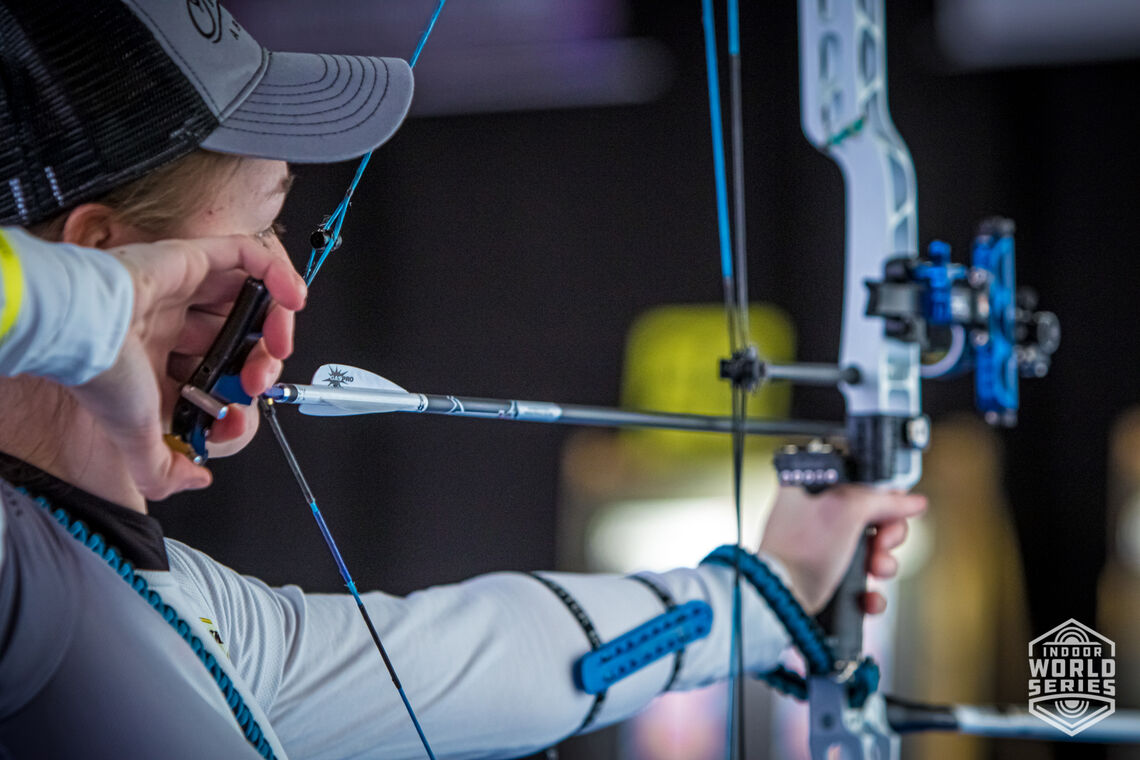 Amanda Mlinaric shoots during the Sud de France – Nimes Archery Tournament in 2021.