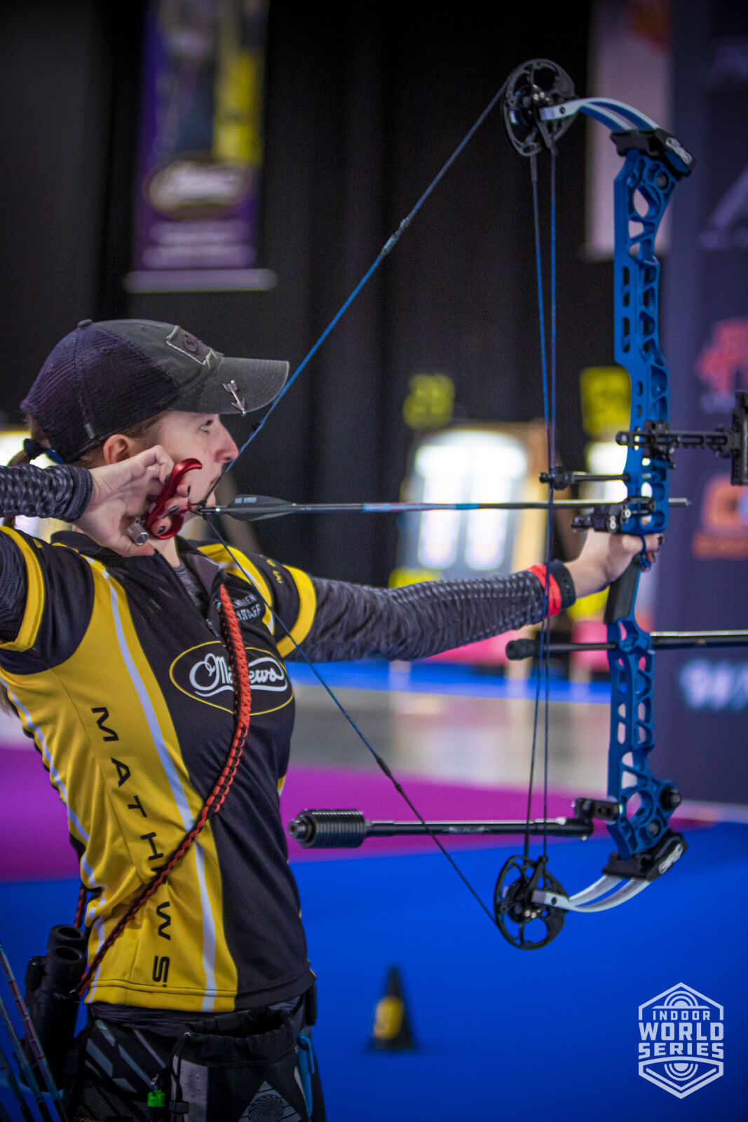Tanja Jensen shoots during qualification at the Sud de France – Nimes Archery Tournament in 2021.