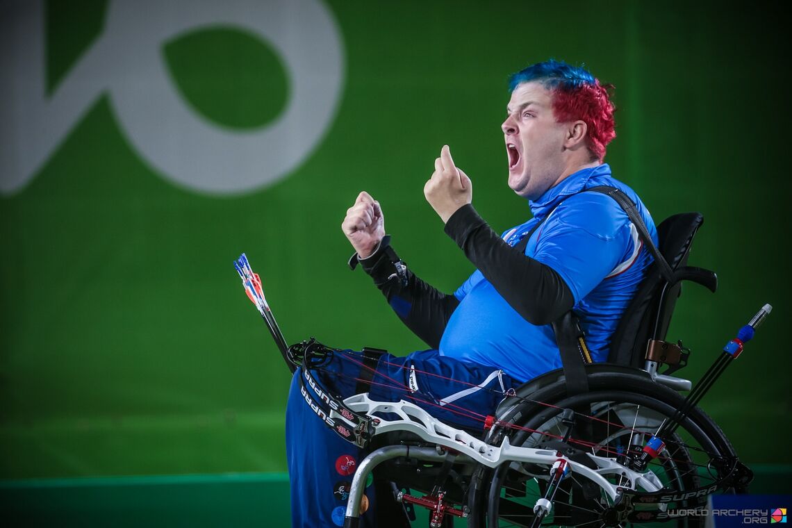 David Drahoninsky celebrates at the Rio 2016 Paralympic Games.