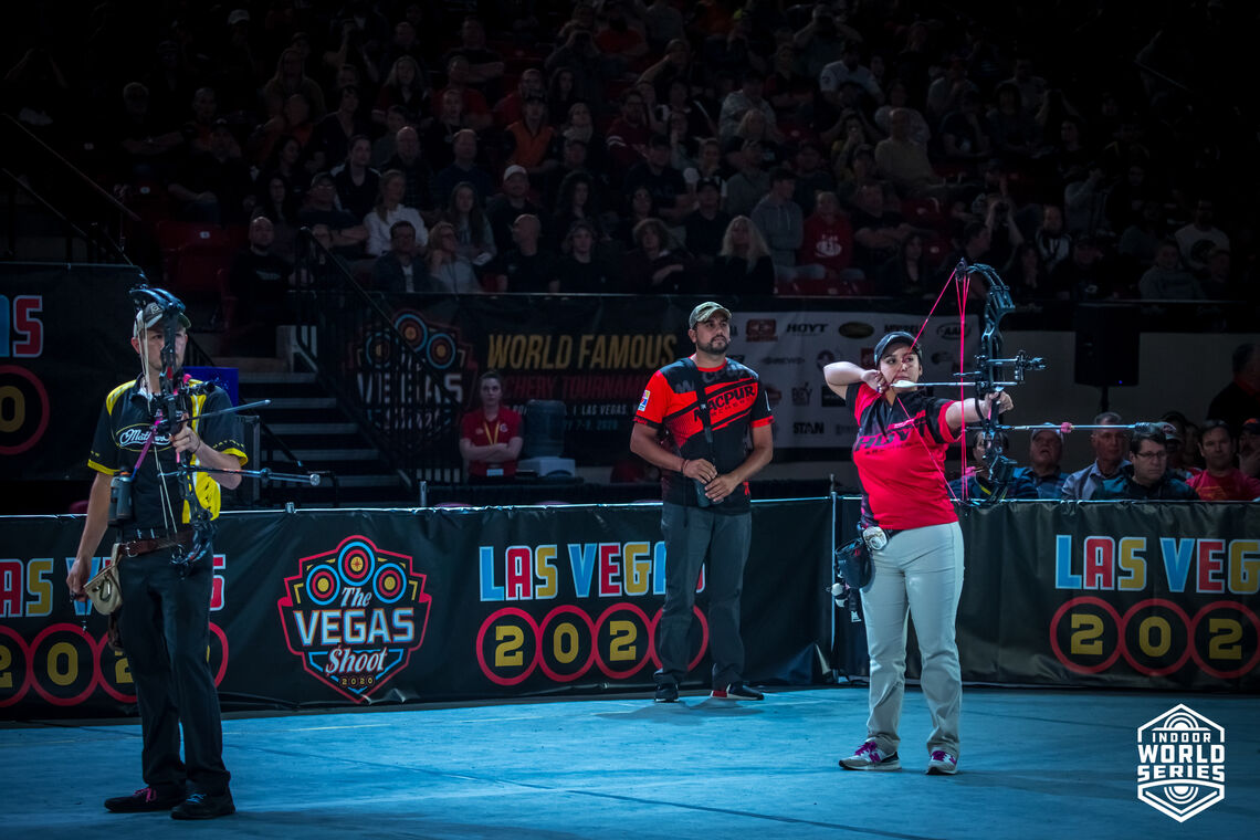 The arena at the 2020 Indoor Archery World Series Finals in Las Vegas, USA.