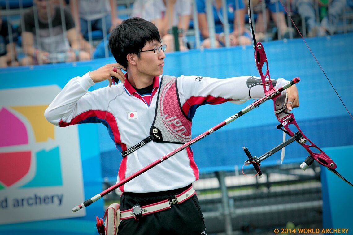 Hiroki Muto shoots during the Youth Olympic Games in 2014.