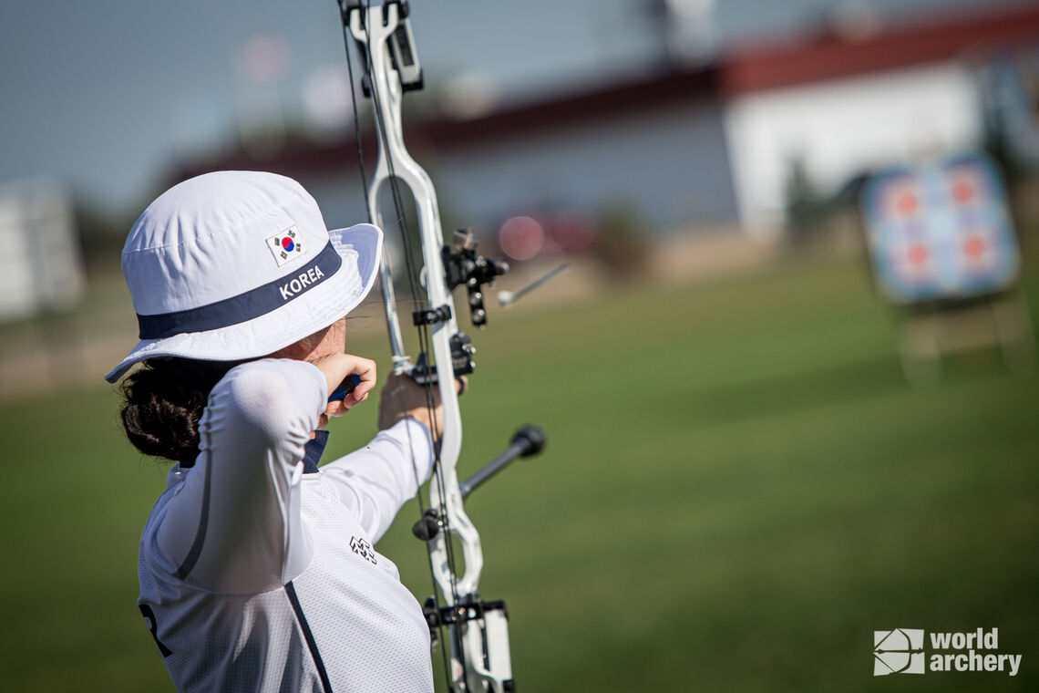 Archer shooting at the 2021 Hyundai World Archery Championships.