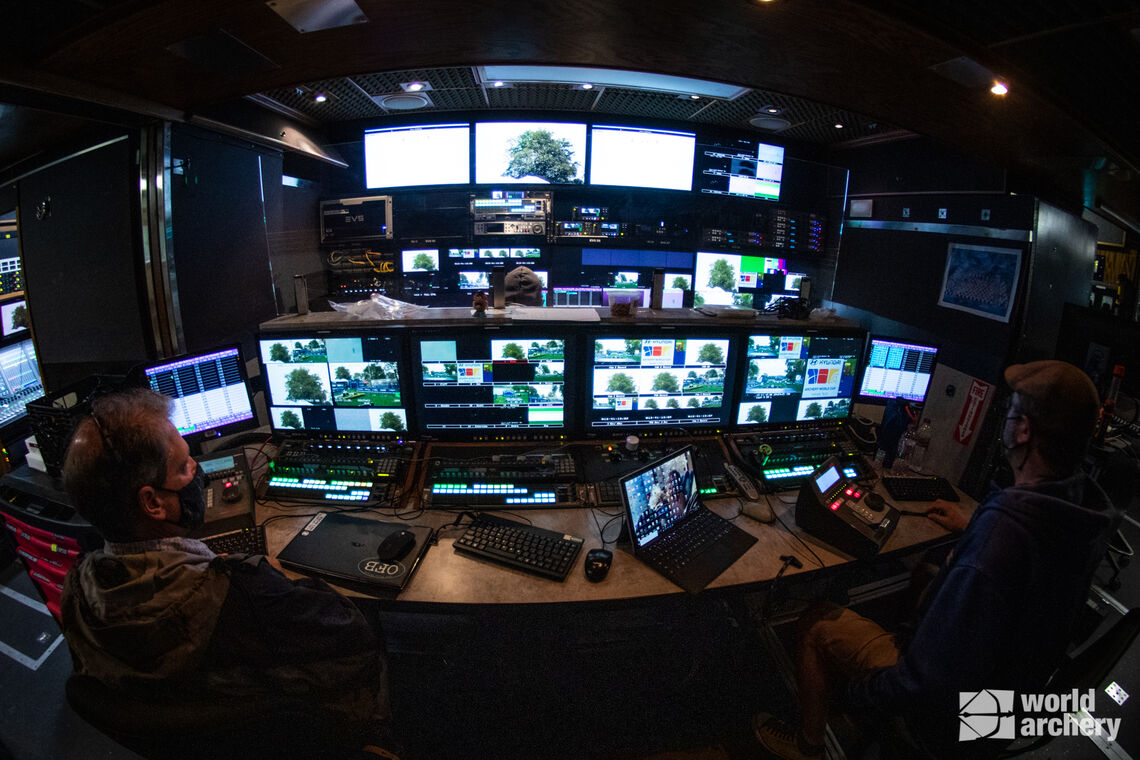 The broadcast replay booth at the 2021 Hyundai World Archery Championships.