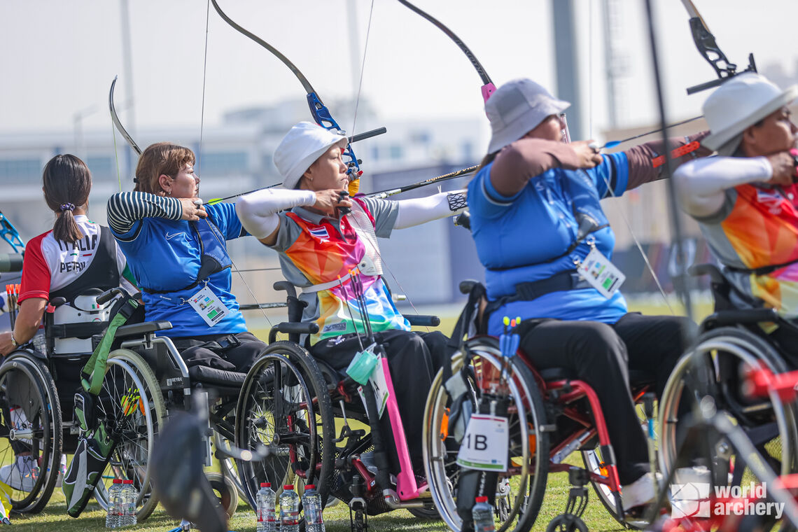 The W1 Women in action at the 2022 World Archery Para Championships