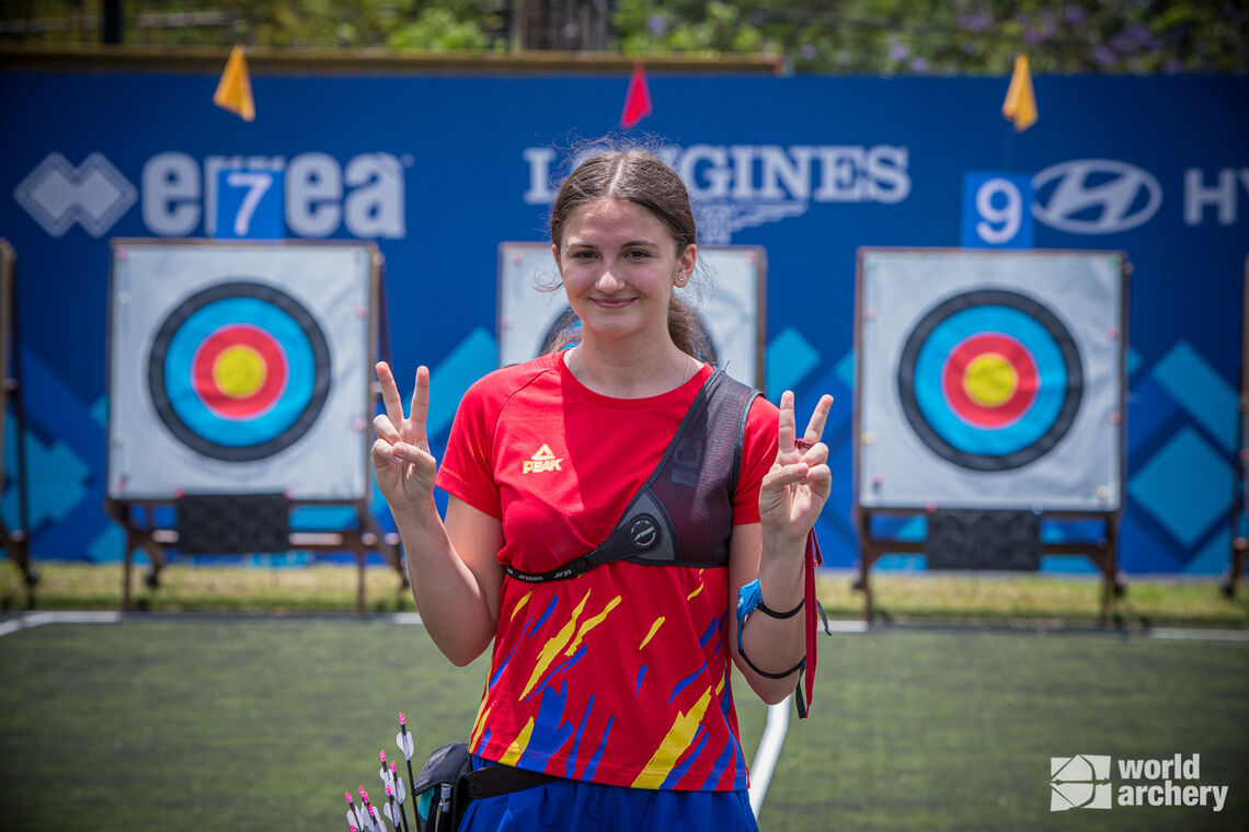 Madalina Amaistroaie in action at the 2021 Hyundai Archery World Cup