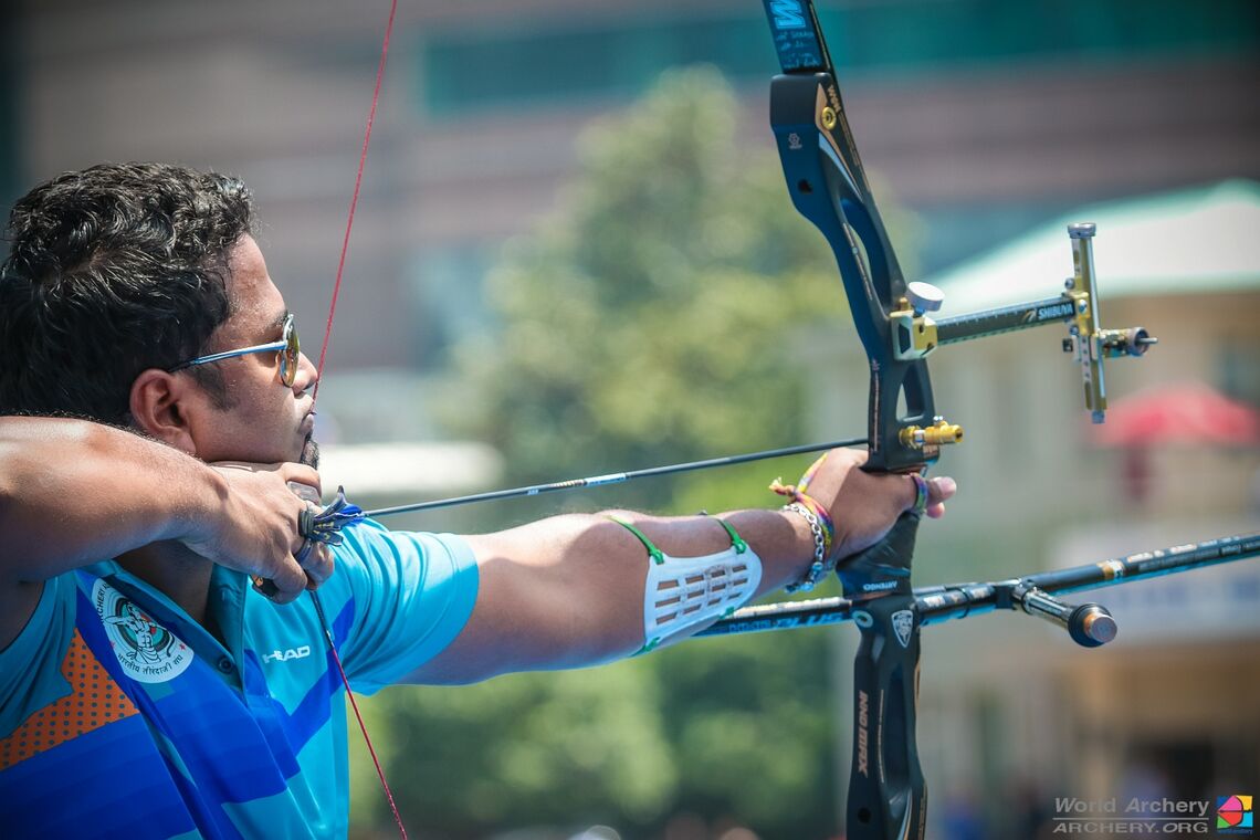 Jayanta Talukdar in action at the Shanghai stage of the 2016 Hyundai Archery World Cup