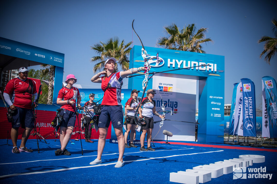 Great Britain's recurve women's team on their way to gold at Antalya 2022