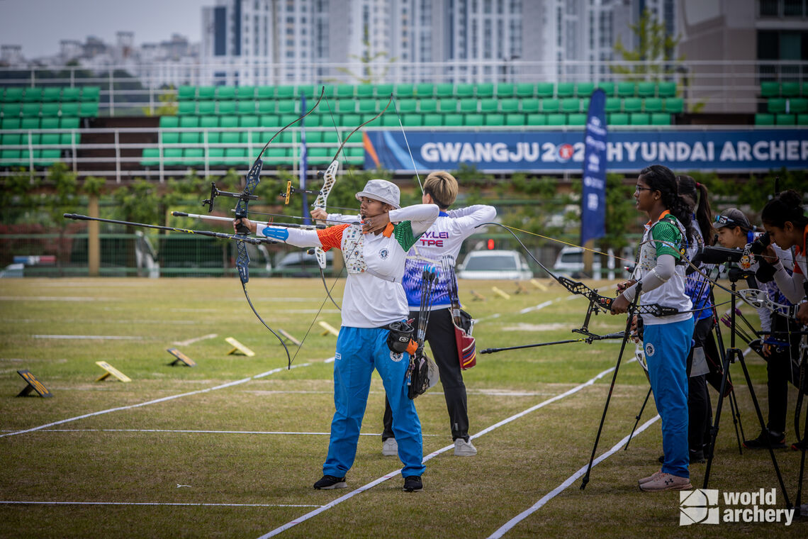 India took on Chinese Taipei for recurve women’s team bronze.