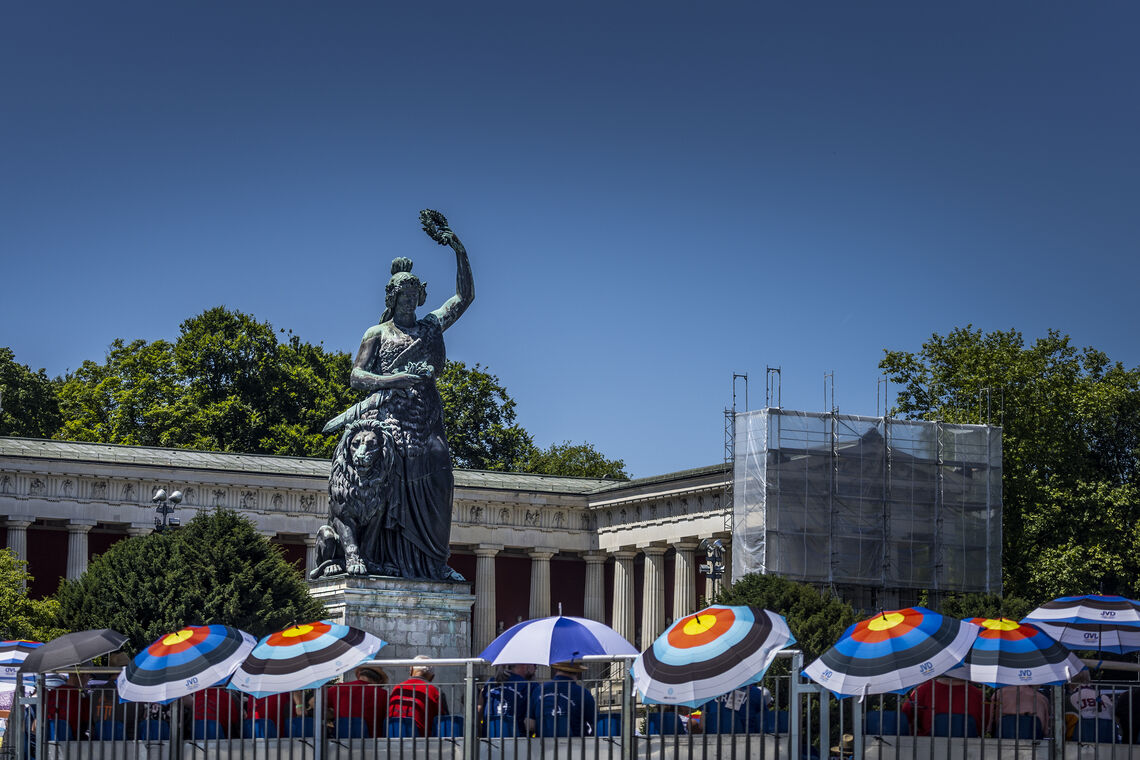 Statue of Bavaria at the Munich 2022 European Championships