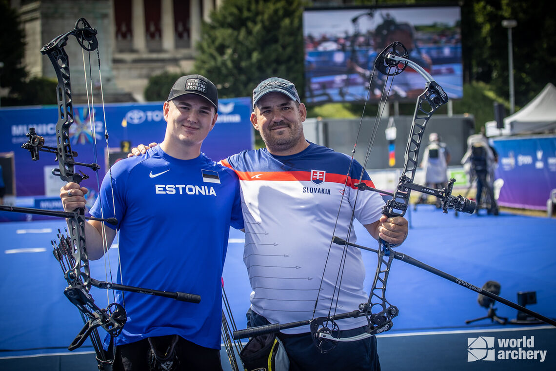 Robin Jaatma and Jozef Bosansky went to a shoot-off for compound men’s bronze.