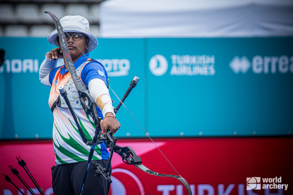 Deepika Kumari at the Paris stage of the 2021 Hyundai Archery World Cup