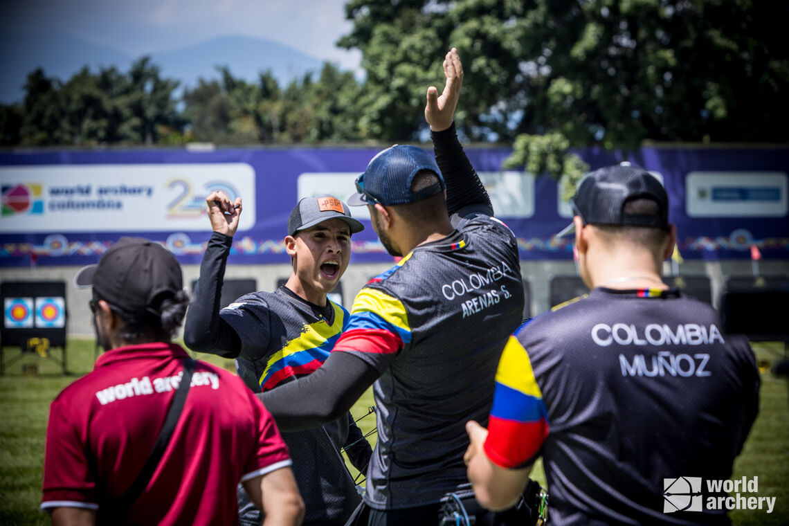 Colombia’s compound men are into a final at their first team event of the year.