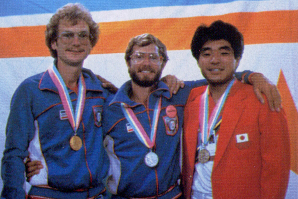 Darrell Pace, Rick McKinney and Hiroshi Yamamoto at the Los Angeles 1984 Olympic Games.
