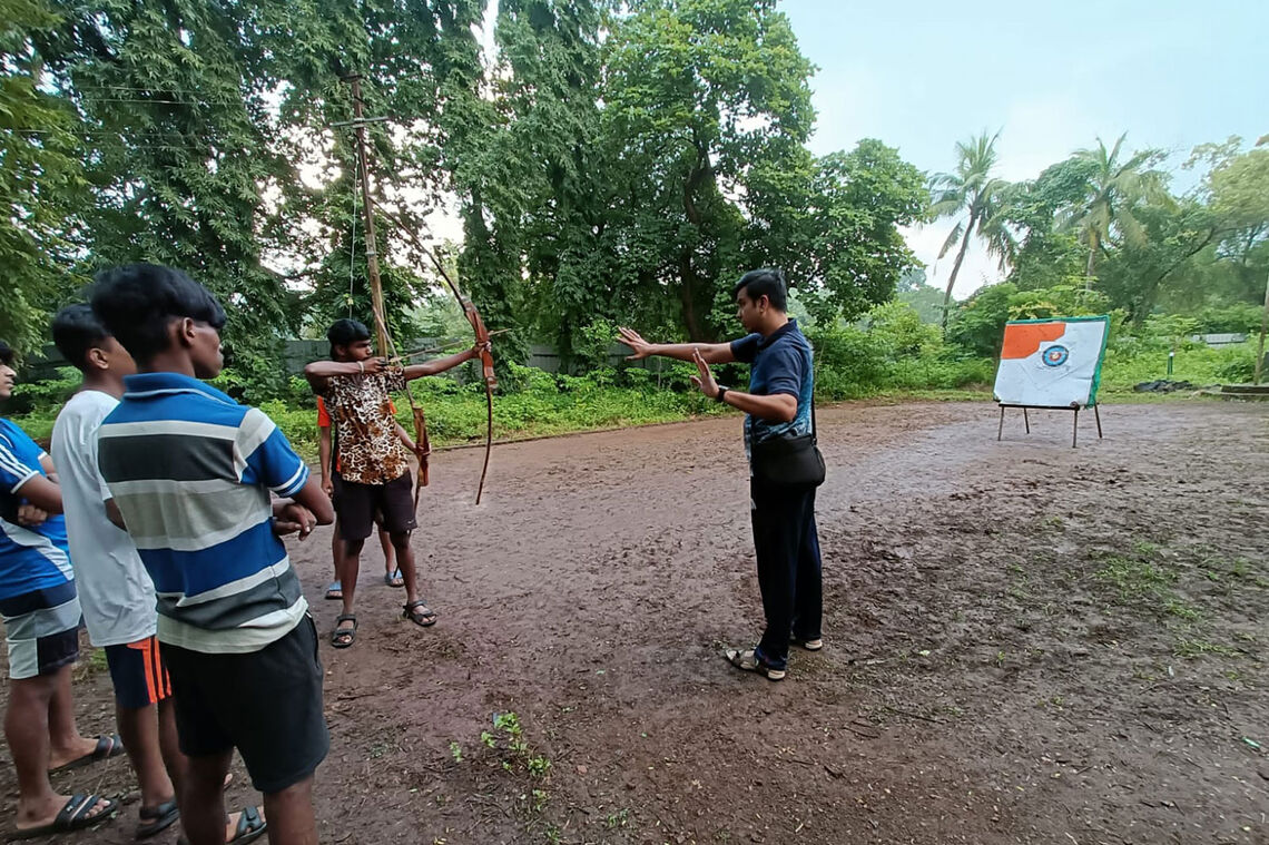 Tribal archery training at the TS Academy in Thane.