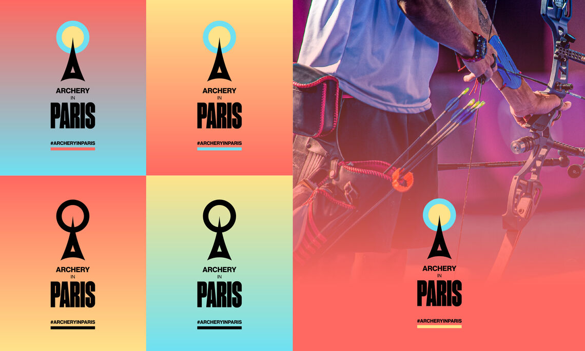Archery in Paris logo gradients.