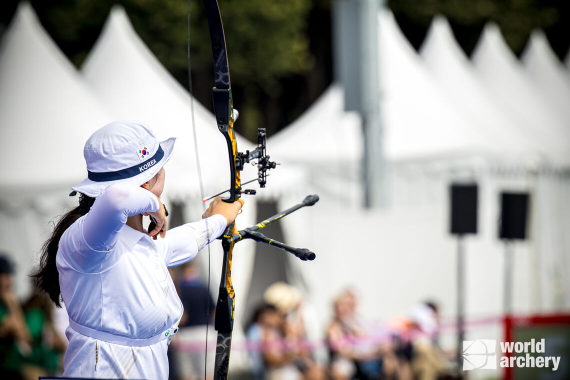 Lim Sihyeon shoots during qualifying at the Paris 2024 Olympic Games.