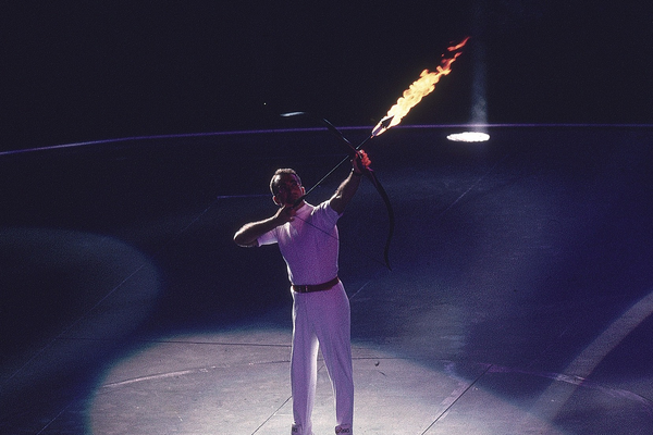 Antonio Rebollo aims during the opening ceremony of the Barcelona 1992 Olympic Games.