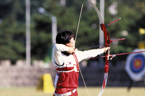 Olympic Champion Kim Soo-nyung shooting at Seoul 1988.