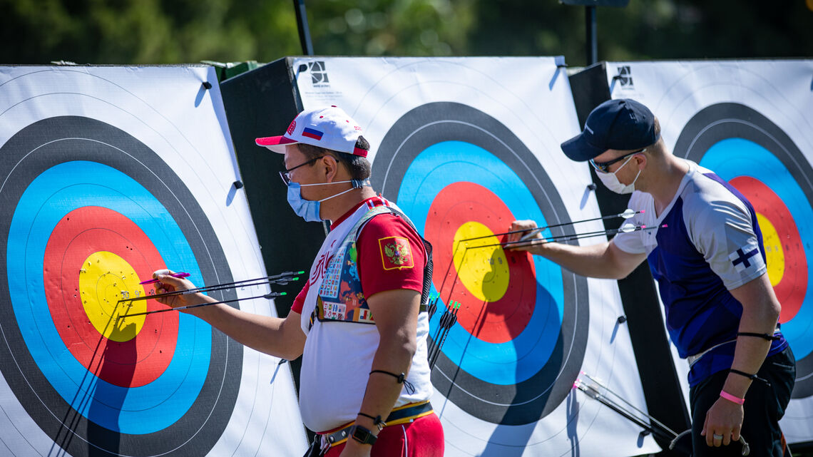 Archers mark their targets during the European qualifier for Tokyo 2020.