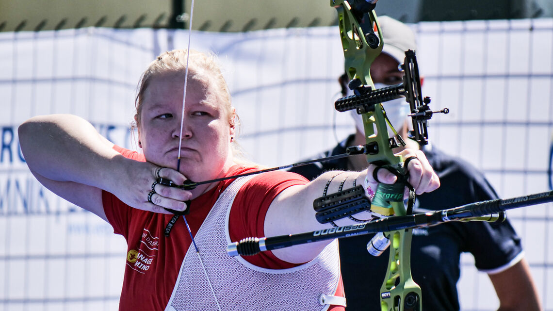 Randi Degn shoots during finals at the 2021 Veronica’s cup in Kamnik, Slovenia.