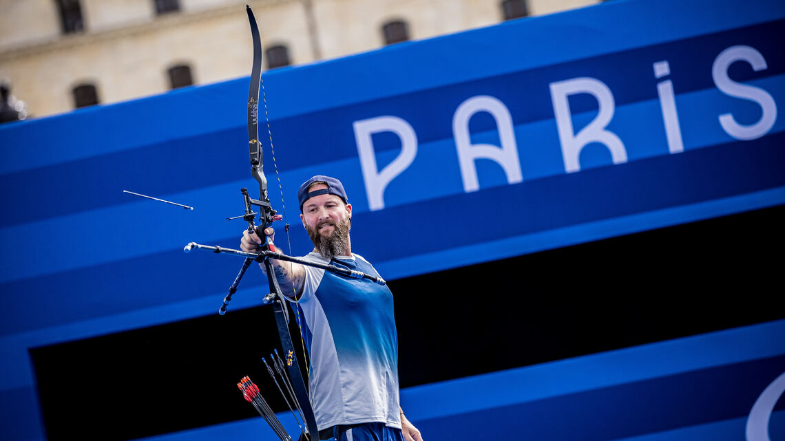 Guillaume Toucoullet shooting at his home Paralympics Games in Paris 2024.