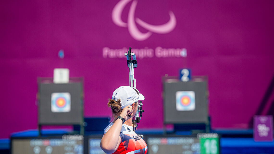 Phoebe Pine shoots during the Tokyo 2020 Paralympic Games.