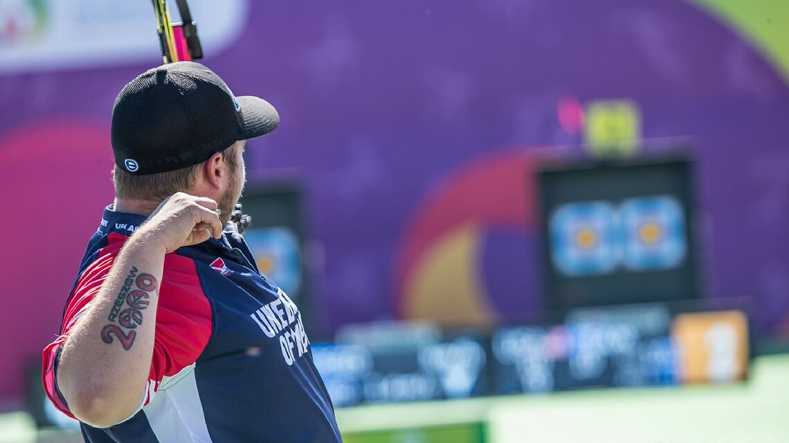 Kris Schaff shoots during the World Games in 2017.