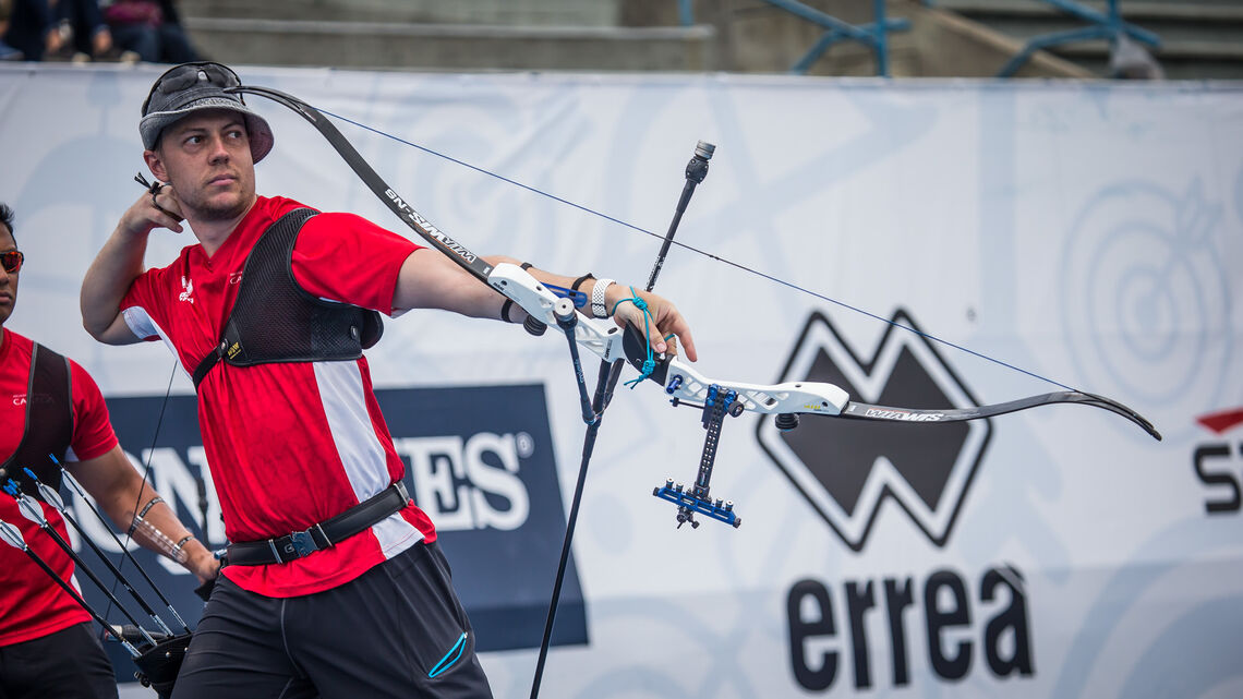 The recurve men’s team final at the first stage of the 2019 Hyundai Archery World Cup in Medellin, Colombia.