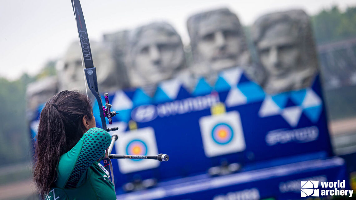 Ana Vasquez shoots at the 2021 Hyundai Archery World Cup Final in Yankton.