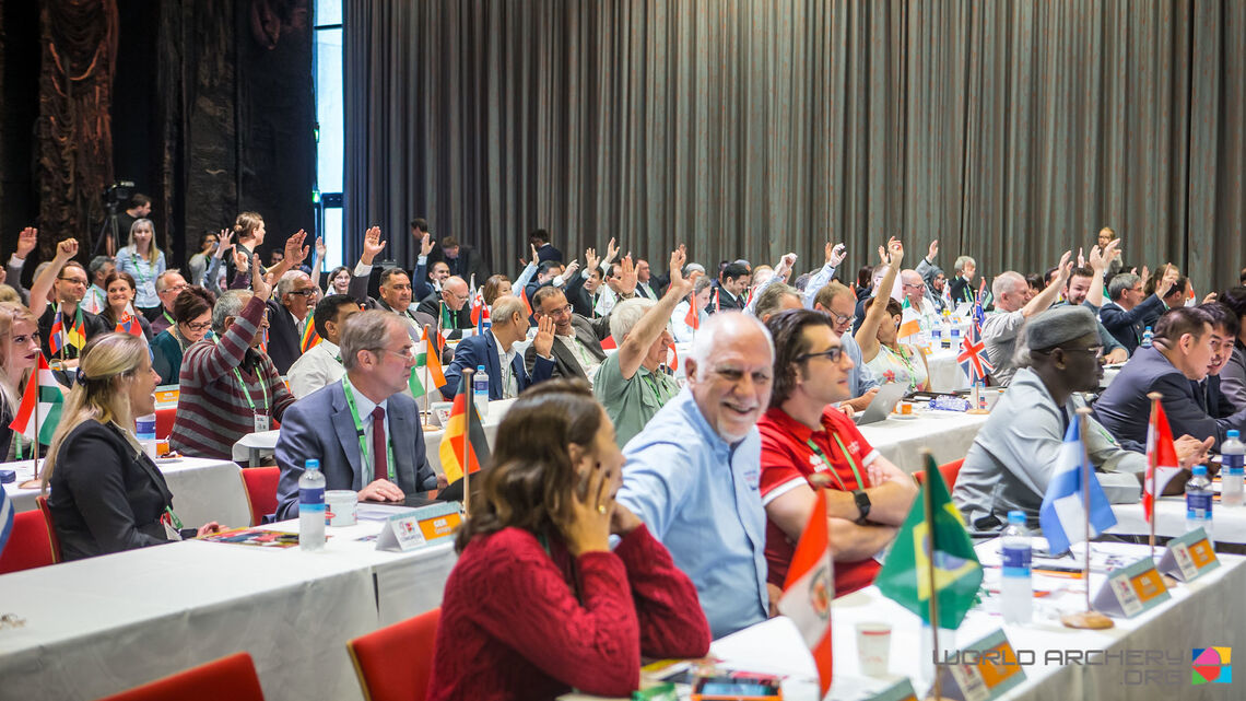 Delegates at World Archery Congress in 2019.