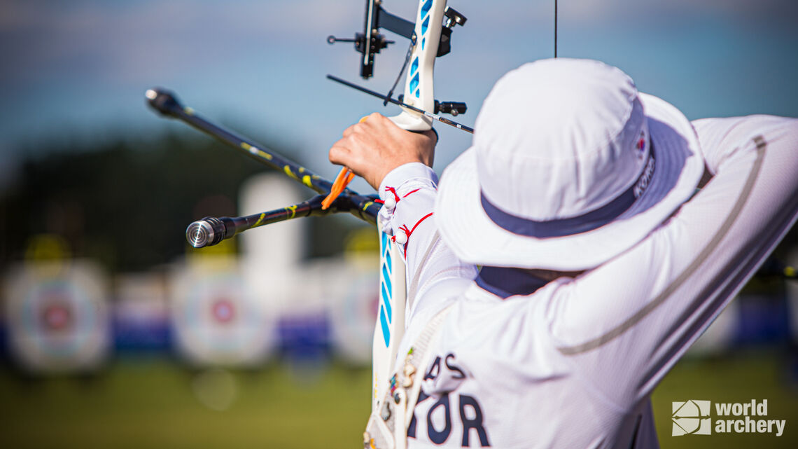 An San shoots at the 2021 Hyundai World Archery Championships.