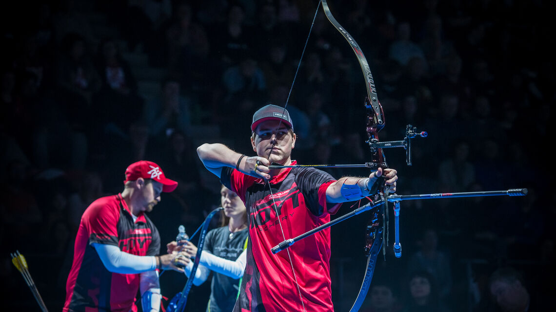 Jack Williams shoots during the Nimes Archery Tournament in 2020.
