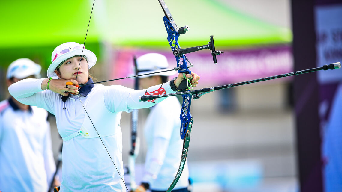 Jang Minhee shoots during the 2021 Asia Cup in Gwangju.