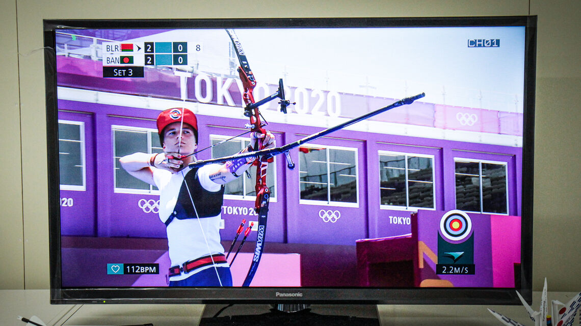 The heart-rate graphic on screen during the Olympic Games.