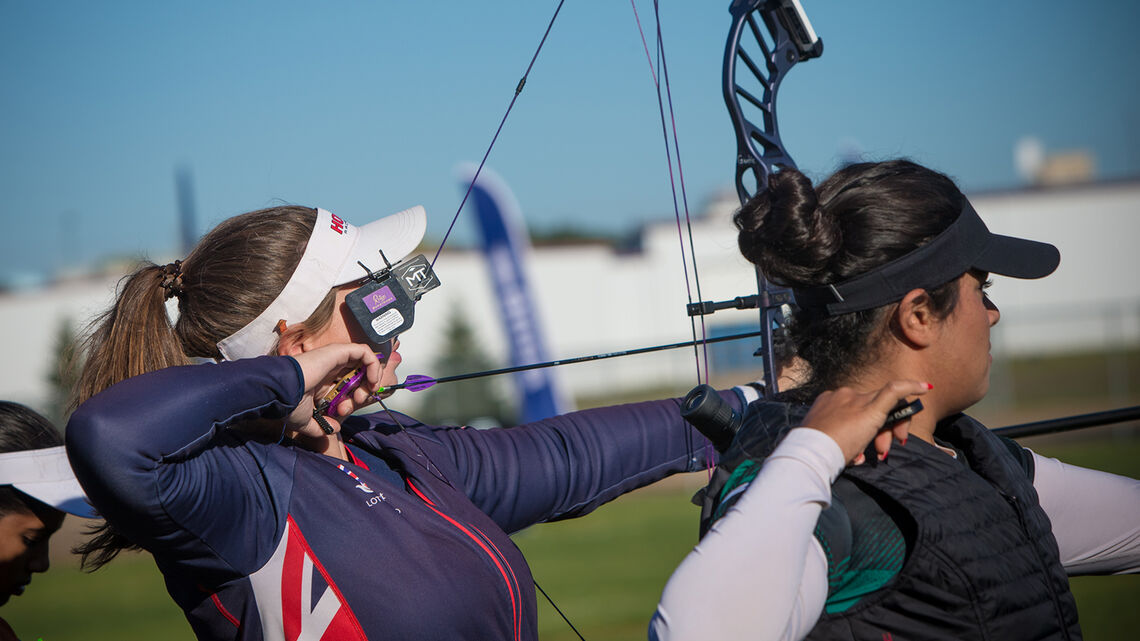 Ella Gibson shoots at the Yankton 2021 Hyundai World Archery Championships.