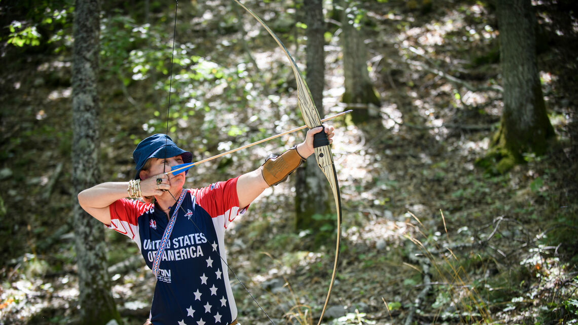 Kristen Jonhston shooting during the 2022 Rinehart World Archery 3D Championships.