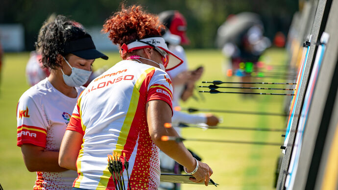 Archers score during a world ranking event in Antalya in 2020.