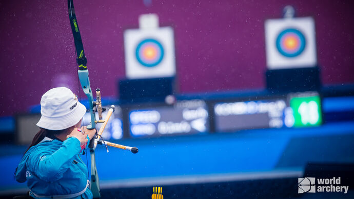An archer shoots at the Tokyo 2020 Paralympic Games.
